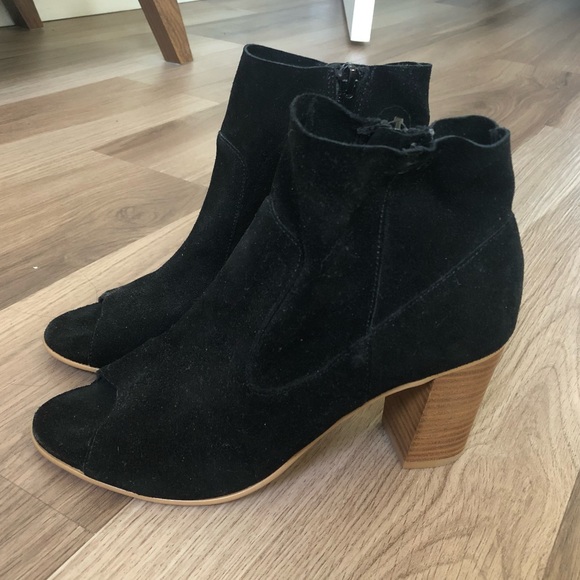 Steve Madden Black Suede Peep Toe Bootie - Picture 3 of 5